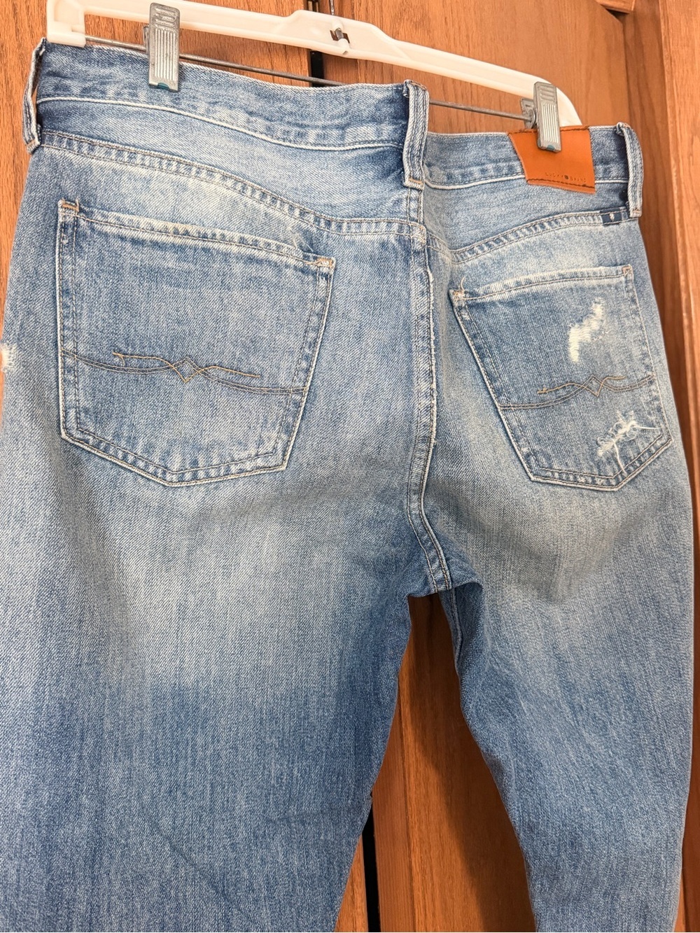 Lucky Brand Light Blue Distressed Straight Leg Jeans - Picture 5 of 7